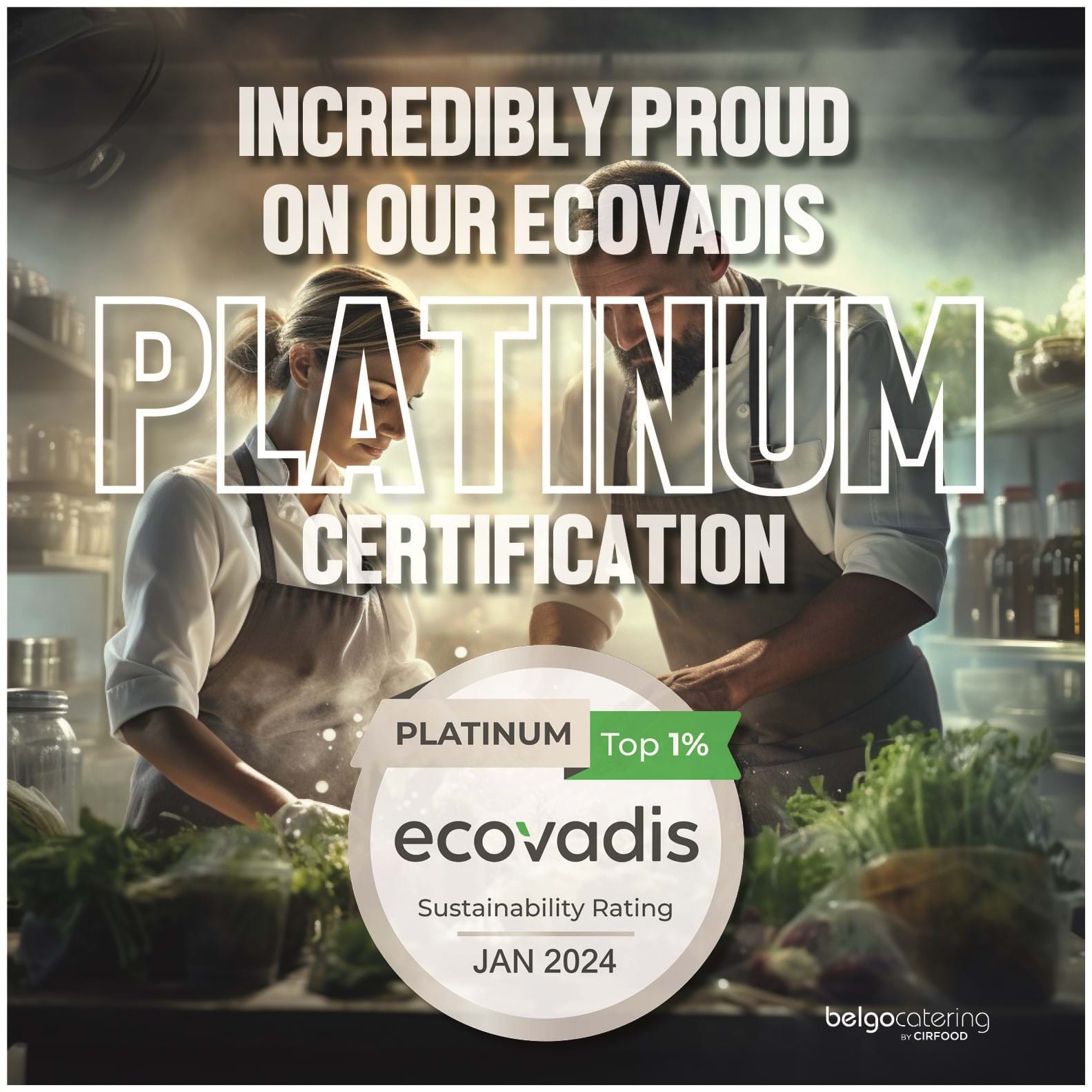 Belgocatering heeft het EcoVadis PLATINUM certificaat ontvangen en is daarmee een van de meest duurzame bedrijven in België! 